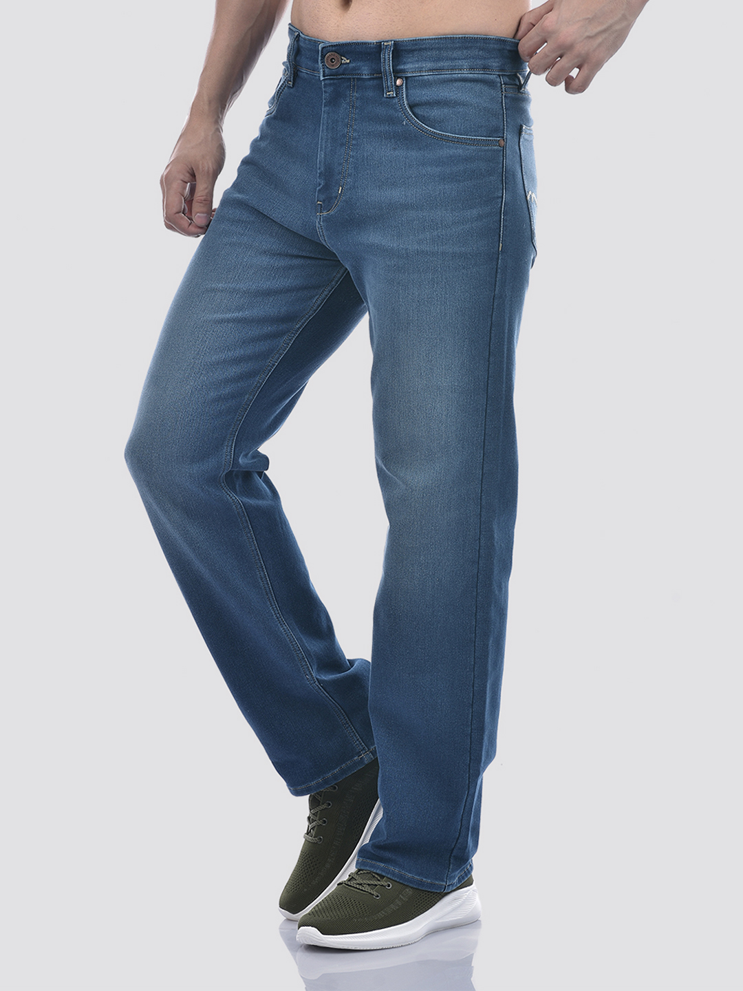 Numero Uno Men Mid Blue Wide Leg Fit Sustainable Jeans
